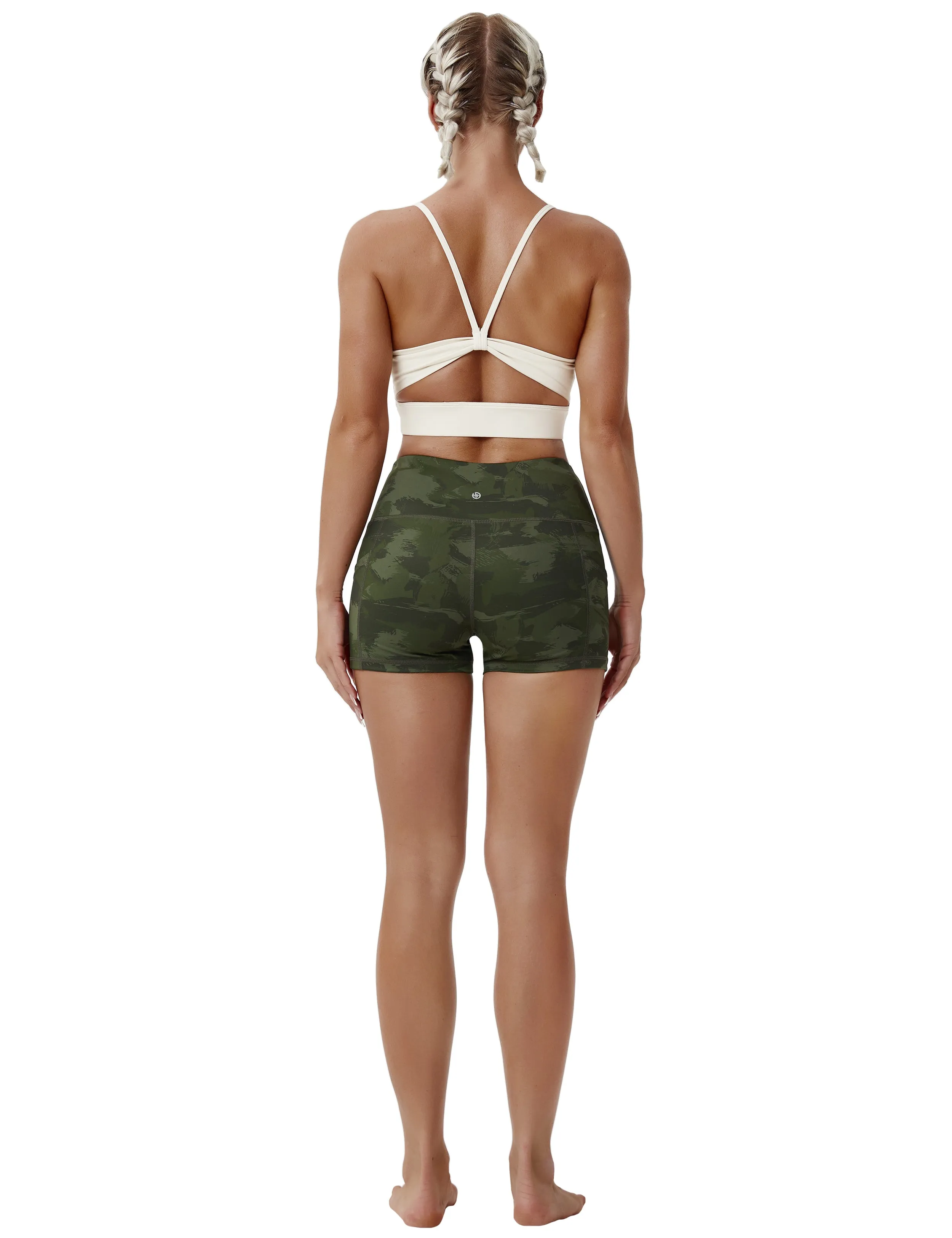 2.5" Printed Side Pockets Pilates Shorts green brushcamo ins_Pilates