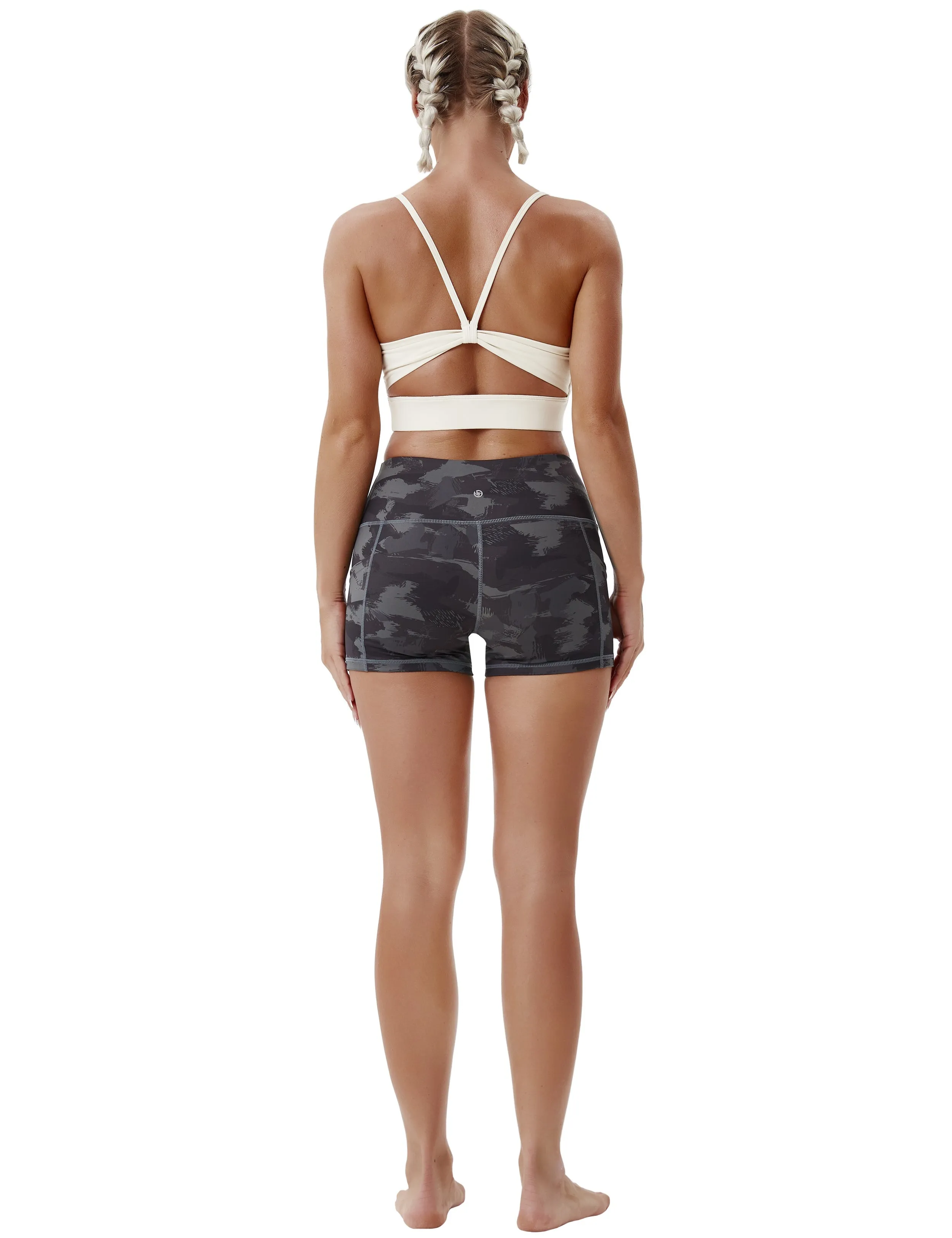 2.5" Printed Side Pockets Yoga Shorts dimgray brushcamo_yoga