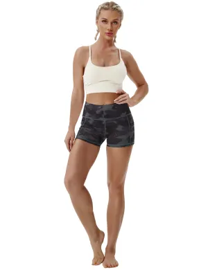 2.5" Printed Side Pockets Yoga Shorts dimgray brushcamo_yoga