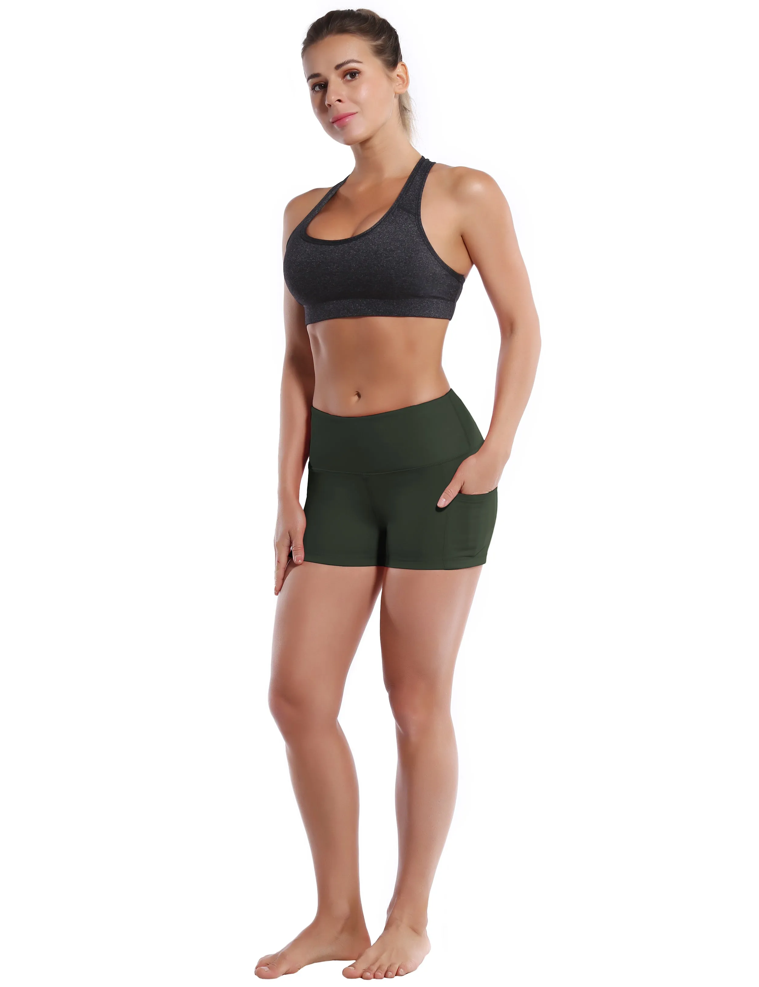 2.5" Side Pockets Biking Shorts olivegray_Biking