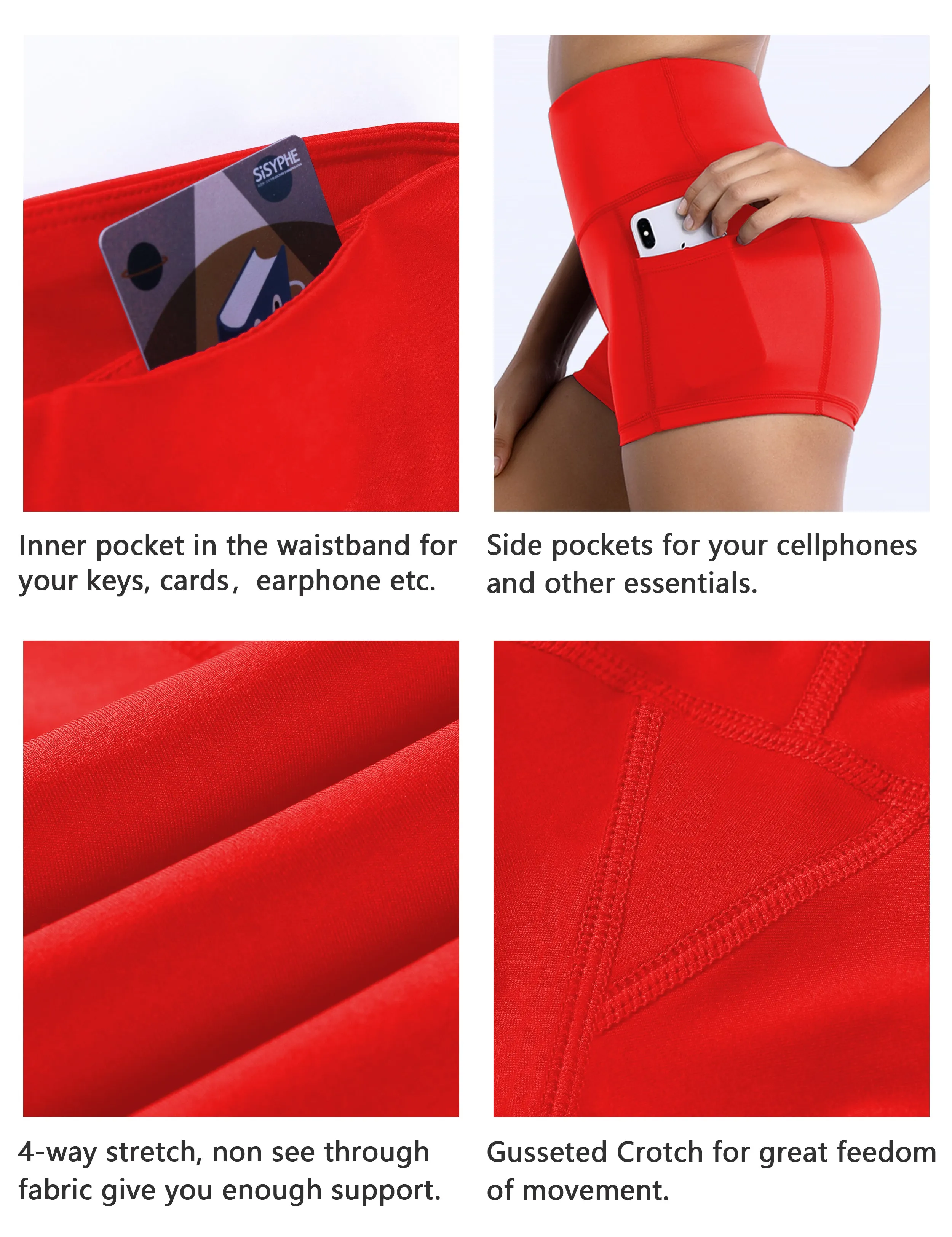 2.5" Side Pockets Biking Shorts scarlet_Biking