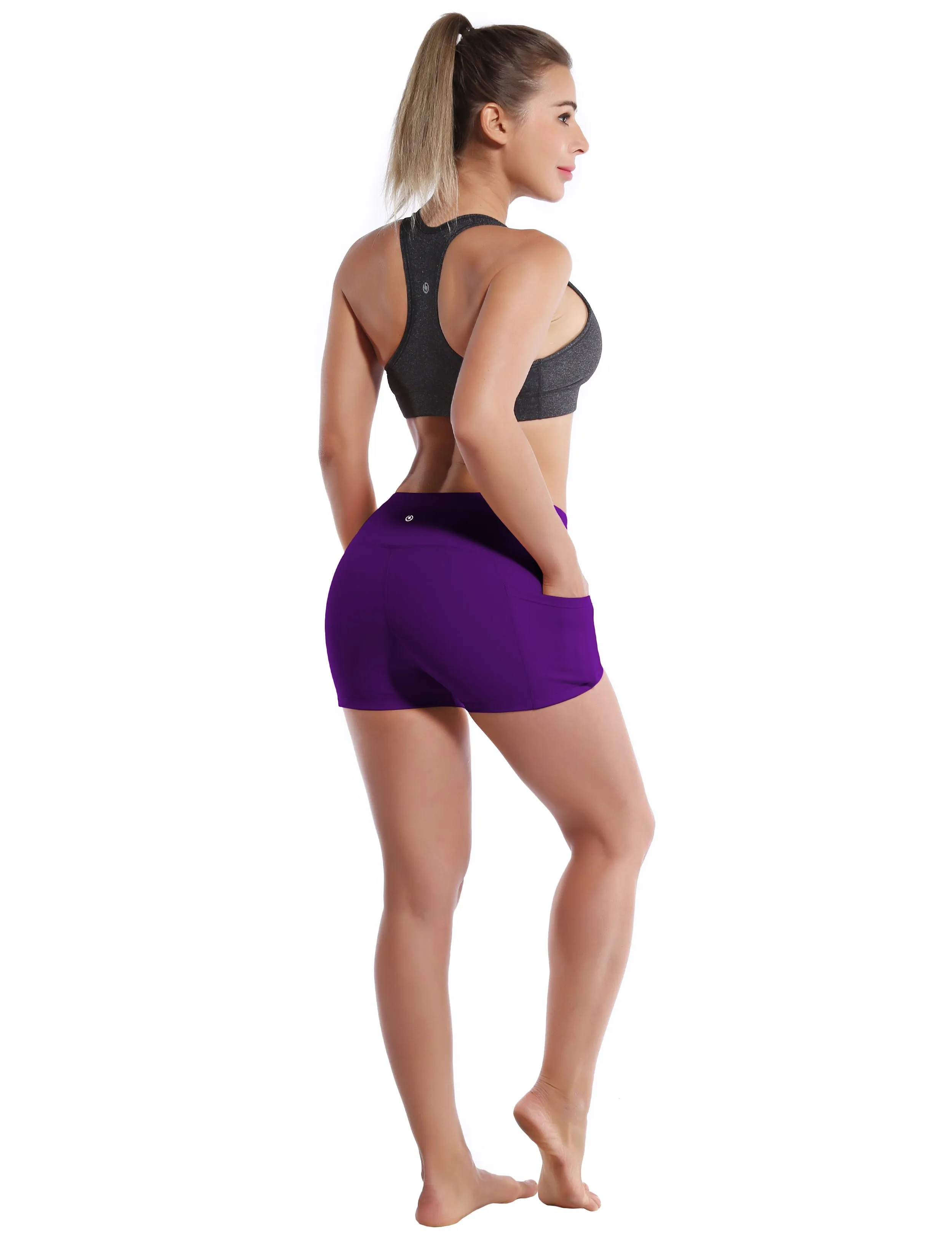2.5" Side Pockets Plus Size Shorts eggplantpurple_Plus Size