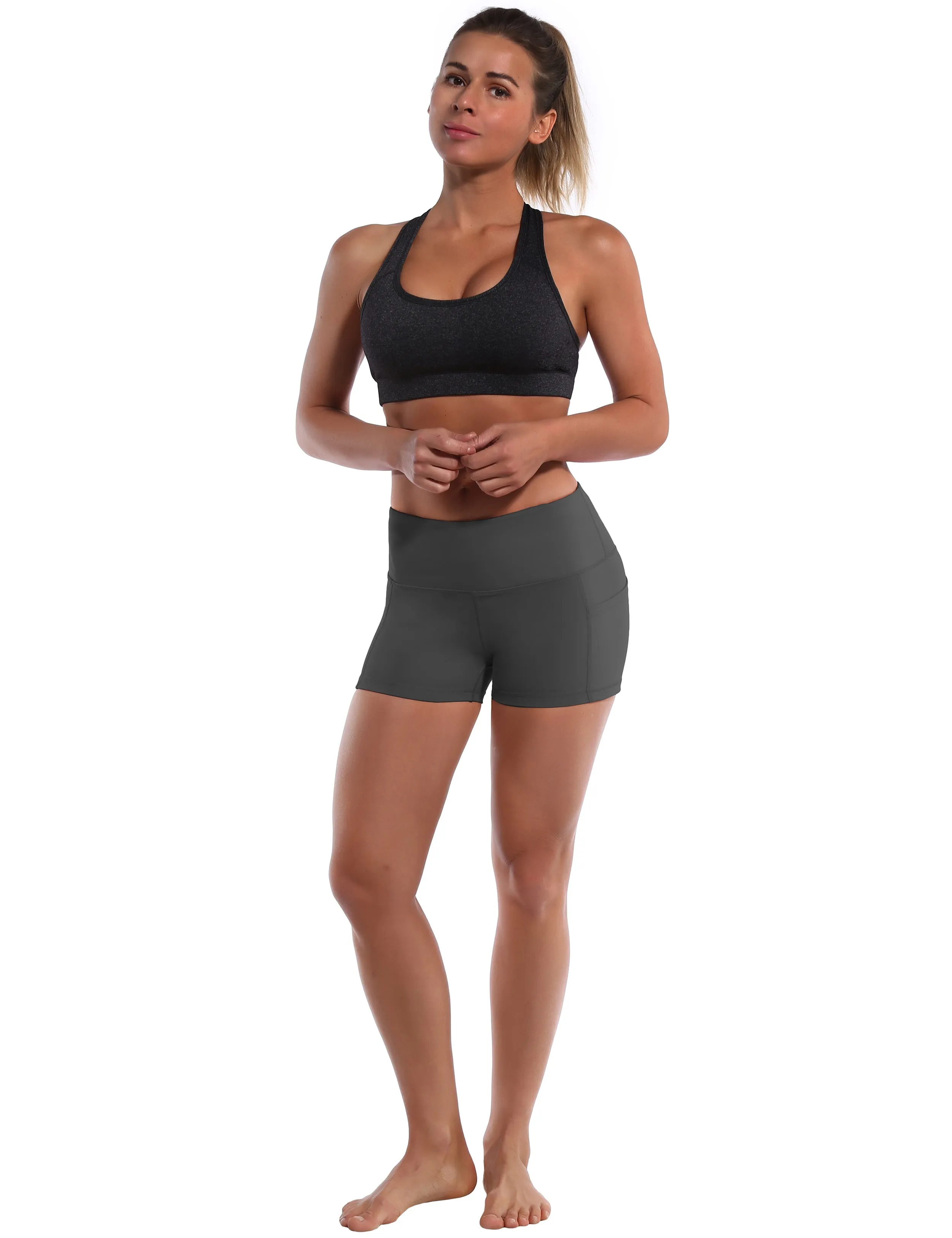 2.5" Side Pockets Plus Size Shorts shadowcharcoal_Plus Size