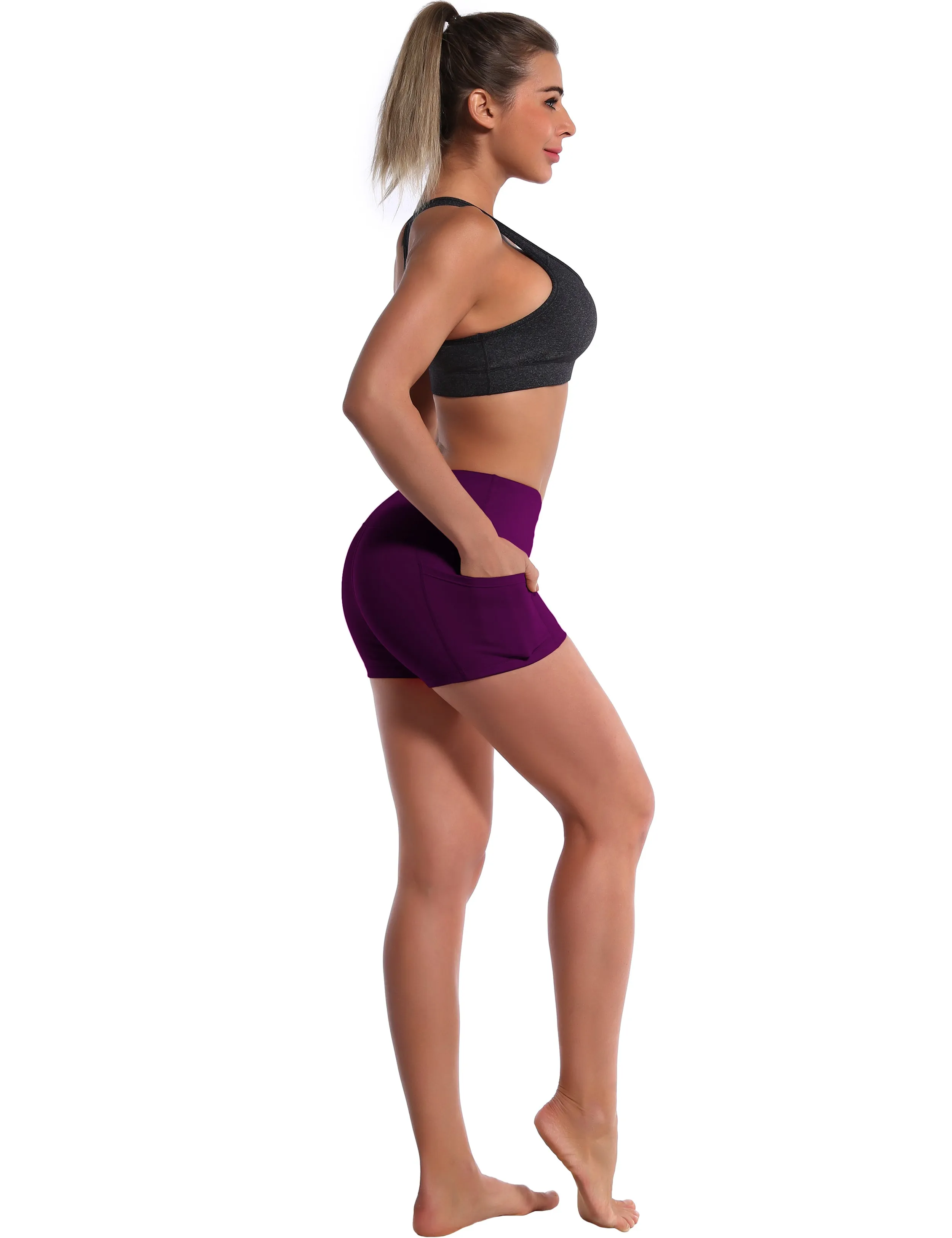 2.5" Side Pockets yogastudio Shorts plum_yogastudio