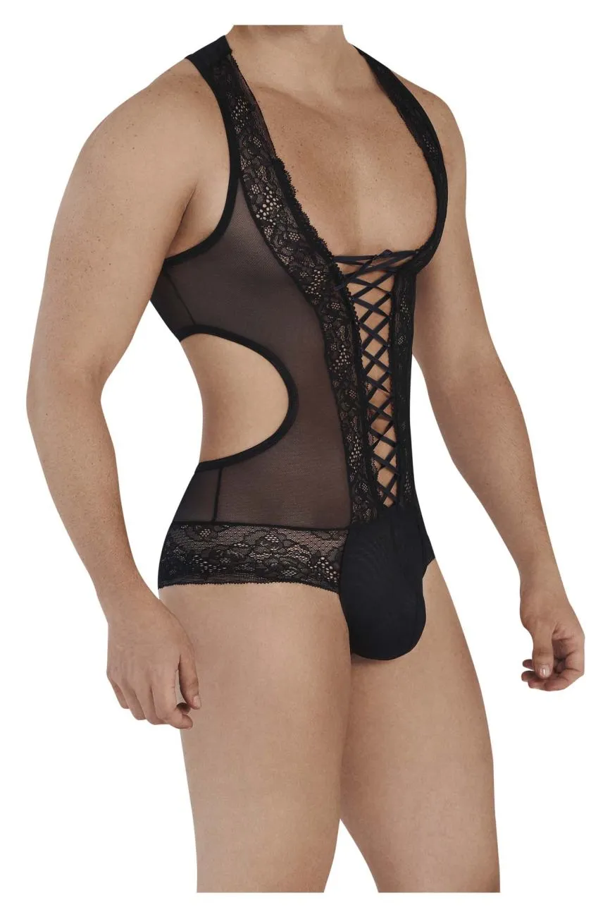 CandyMan 99557X Mesh-Lace Bodysuit Color Black