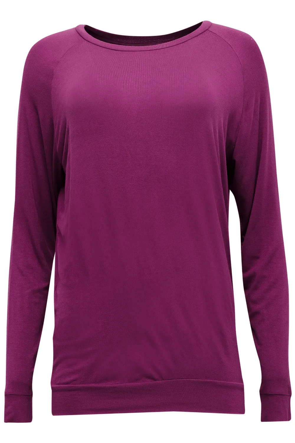 Carina Long Sleeve Slouch Jersey Top Magenta, Size UK 8