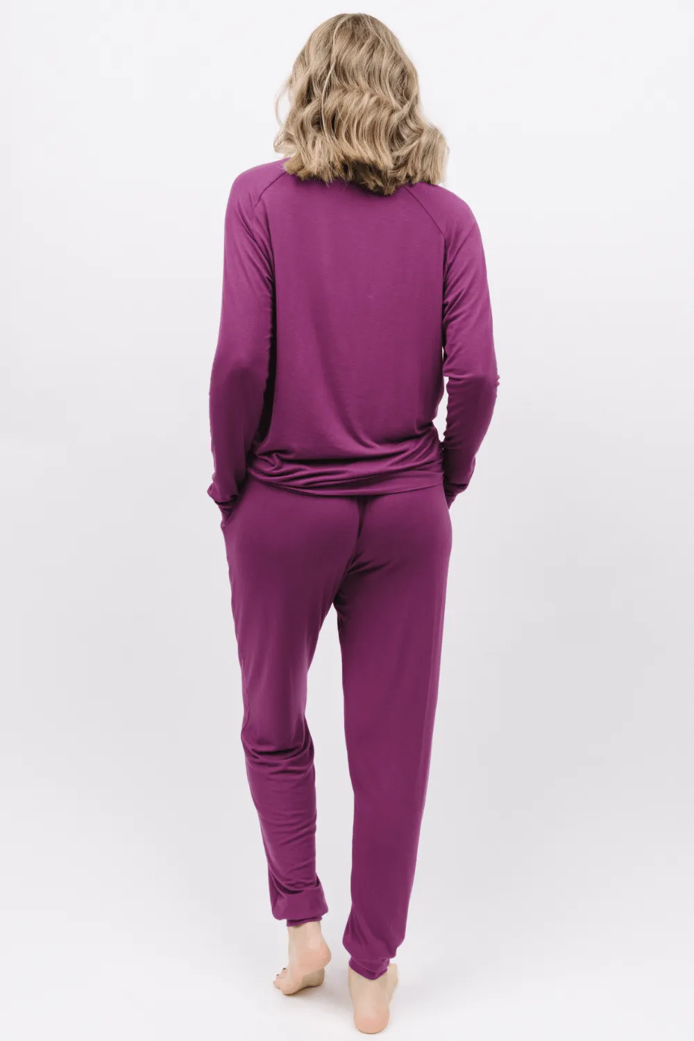 Carina Long Sleeve Slouch Jersey Top Magenta, Size UK 8