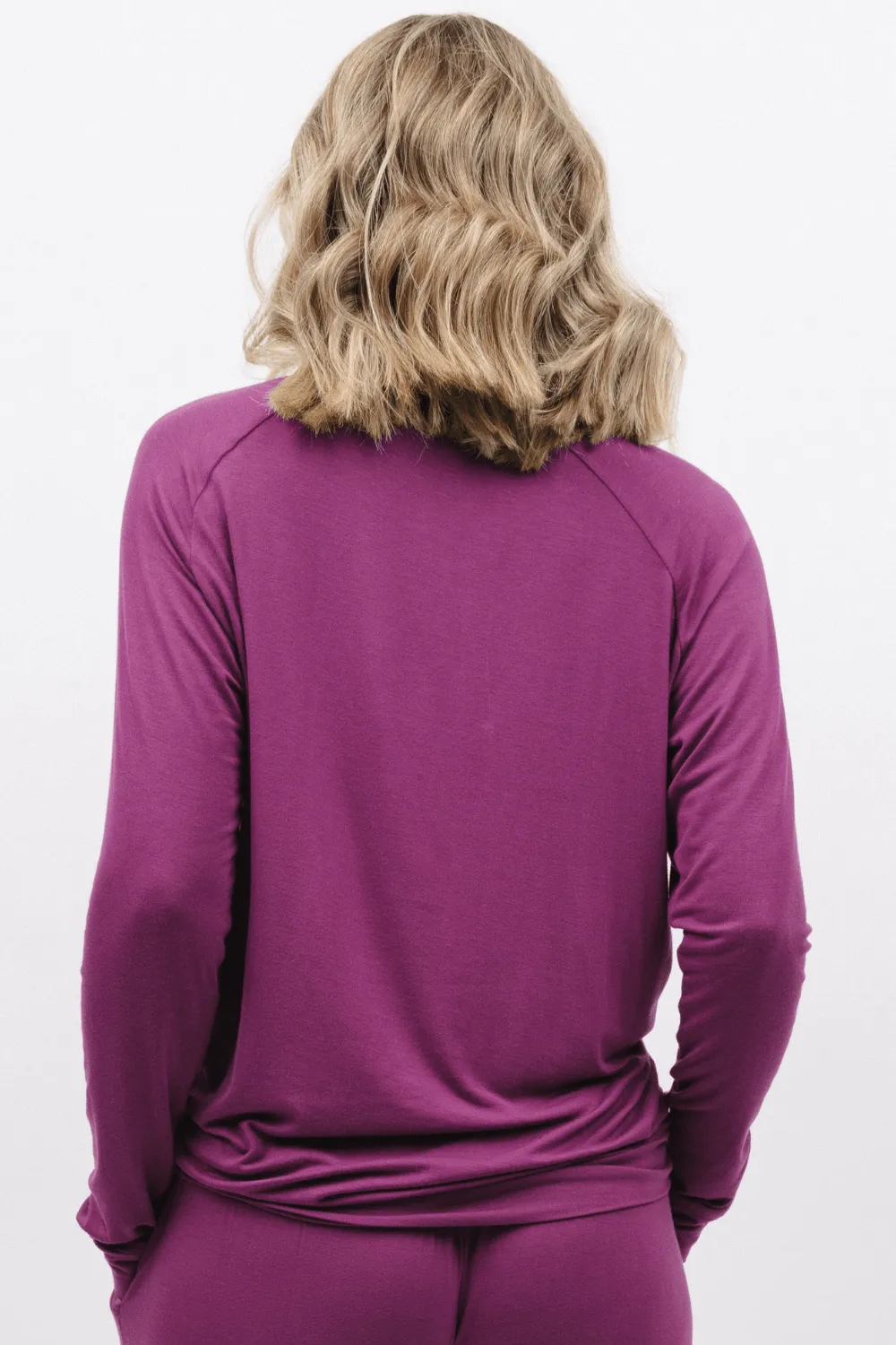 Carina Long Sleeve Slouch Jersey Top Magenta, Size UK 8