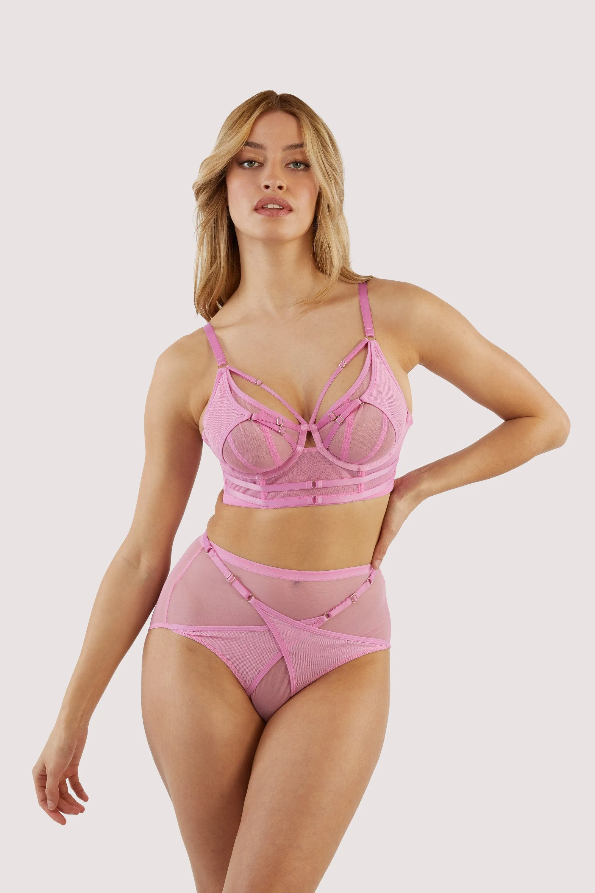 Eddie Pink Crossover Wrap Bra