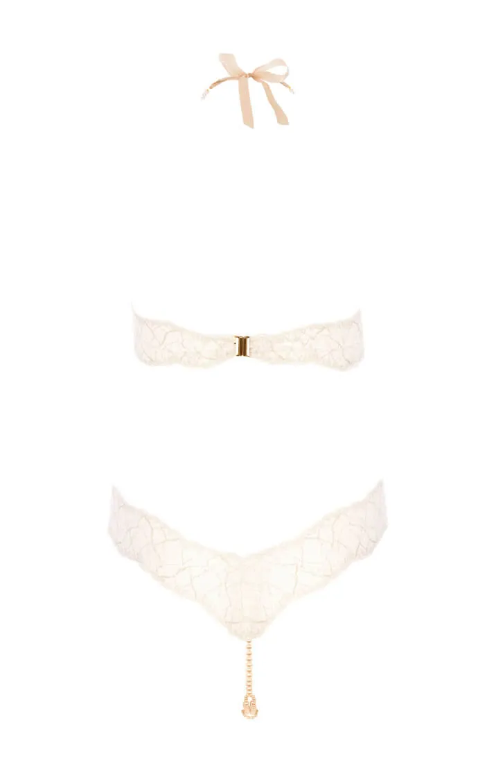 Ivory bodysuit with double pearl string - Sydney Body Double