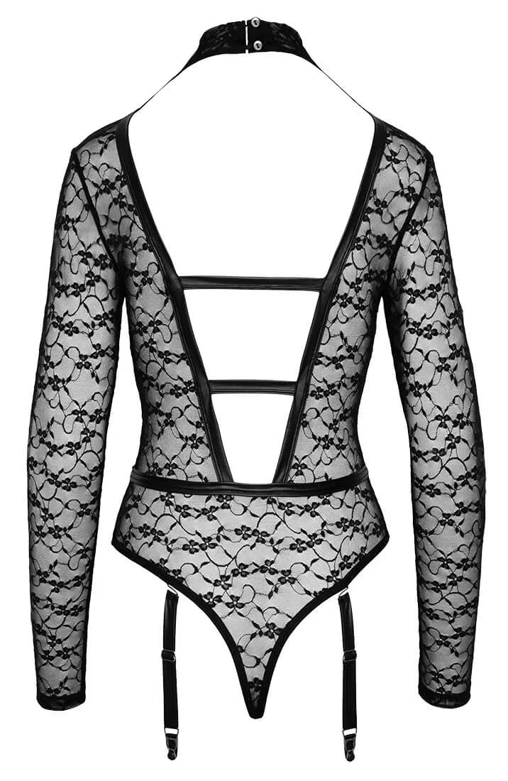 Lace bodysuit with harness look - Restricted Access