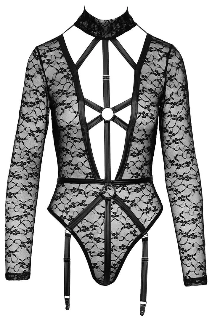 Lace bodysuit with harness look - Restricted Access