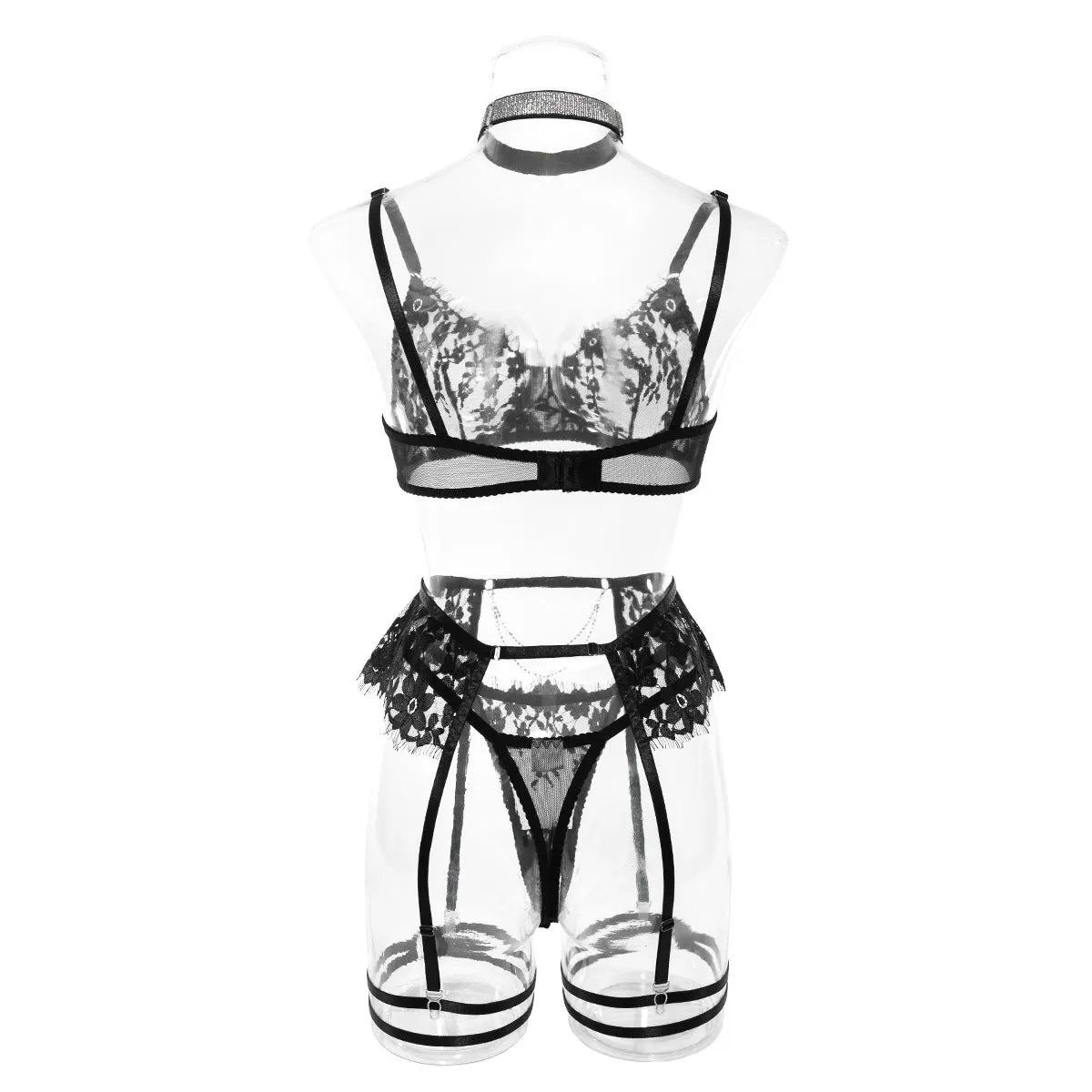 Love Me Black See Through Lace Lingerie Set