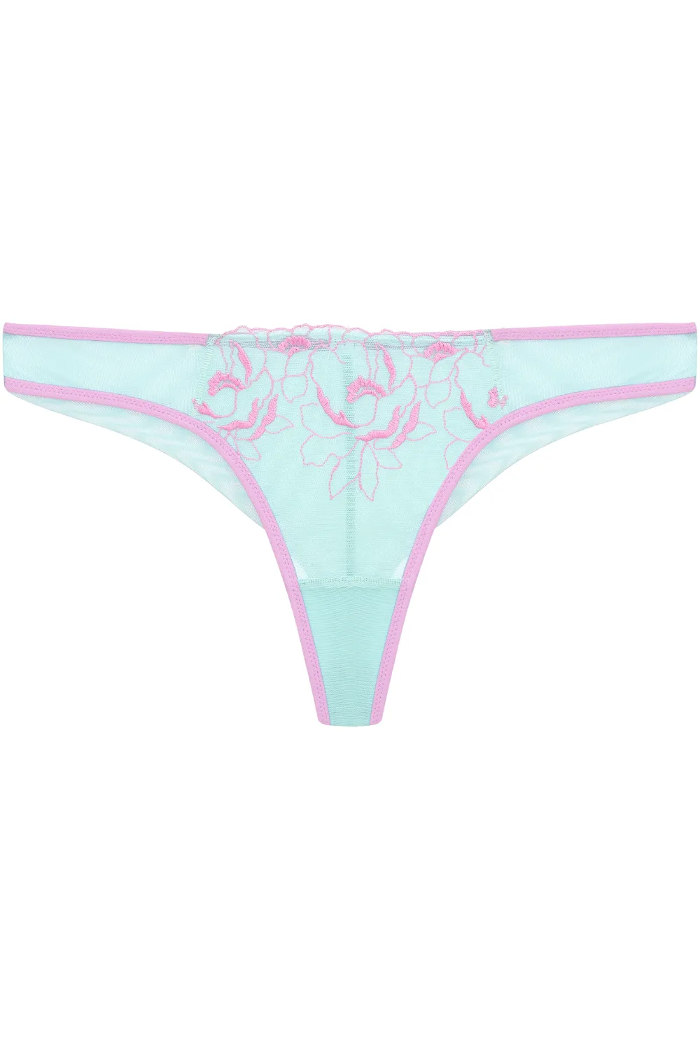 Marta Floral Embroidery Knicker in Pastel Green