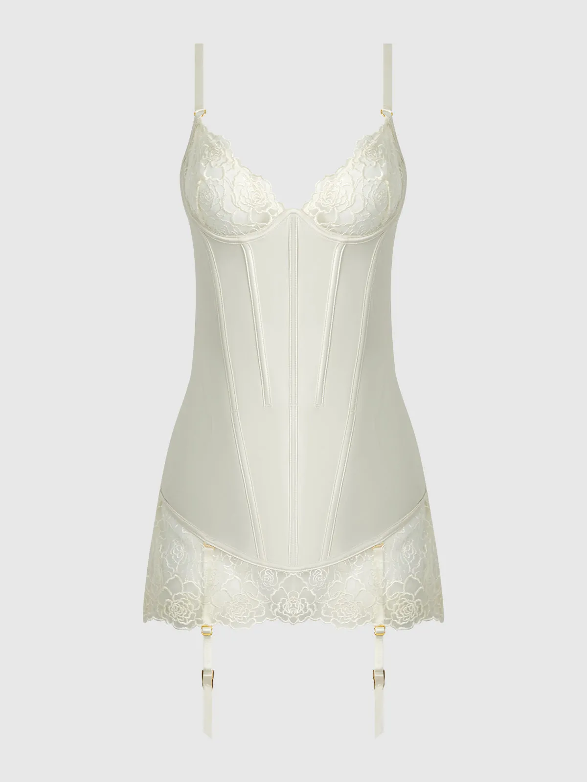 Melrose Embroidered Lace & Satin Chemise
