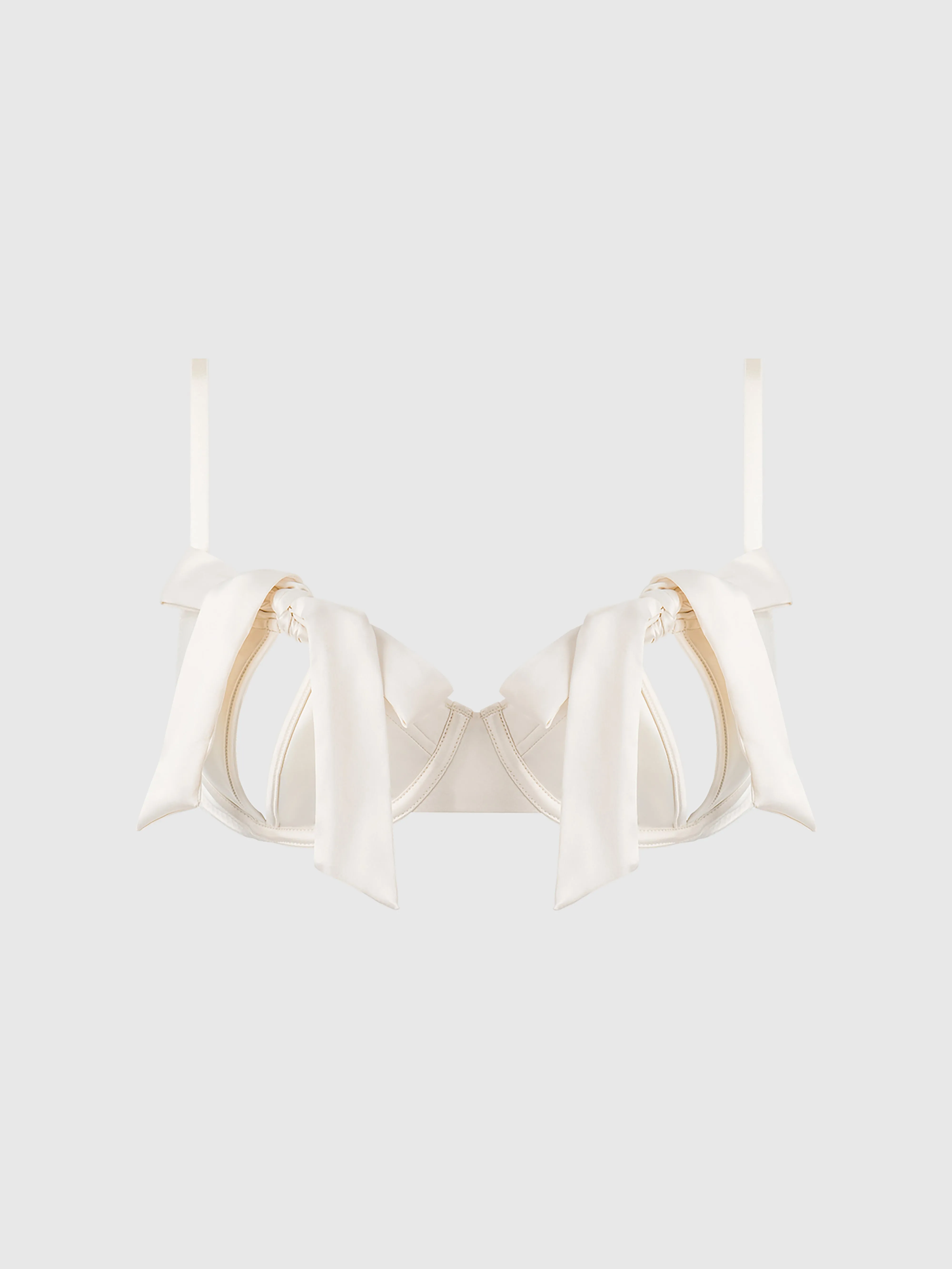 Melrose Satin Bow Tie Up Open Cup Bra