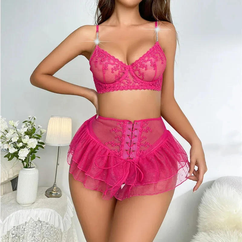 #PB Romantic Lingerie Heart Embroidery Set