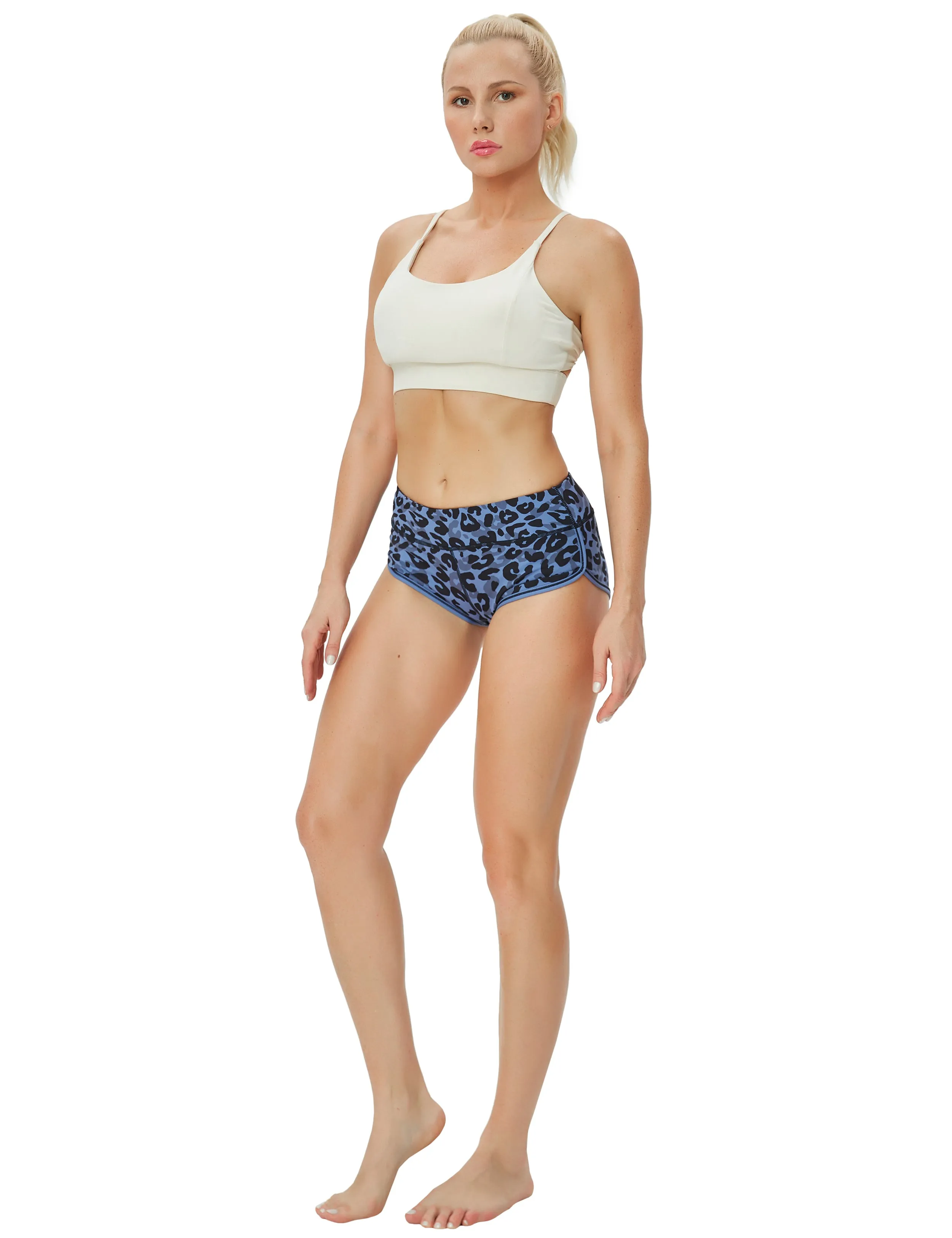 Printed Booty Yoga Shorts navy_leopard