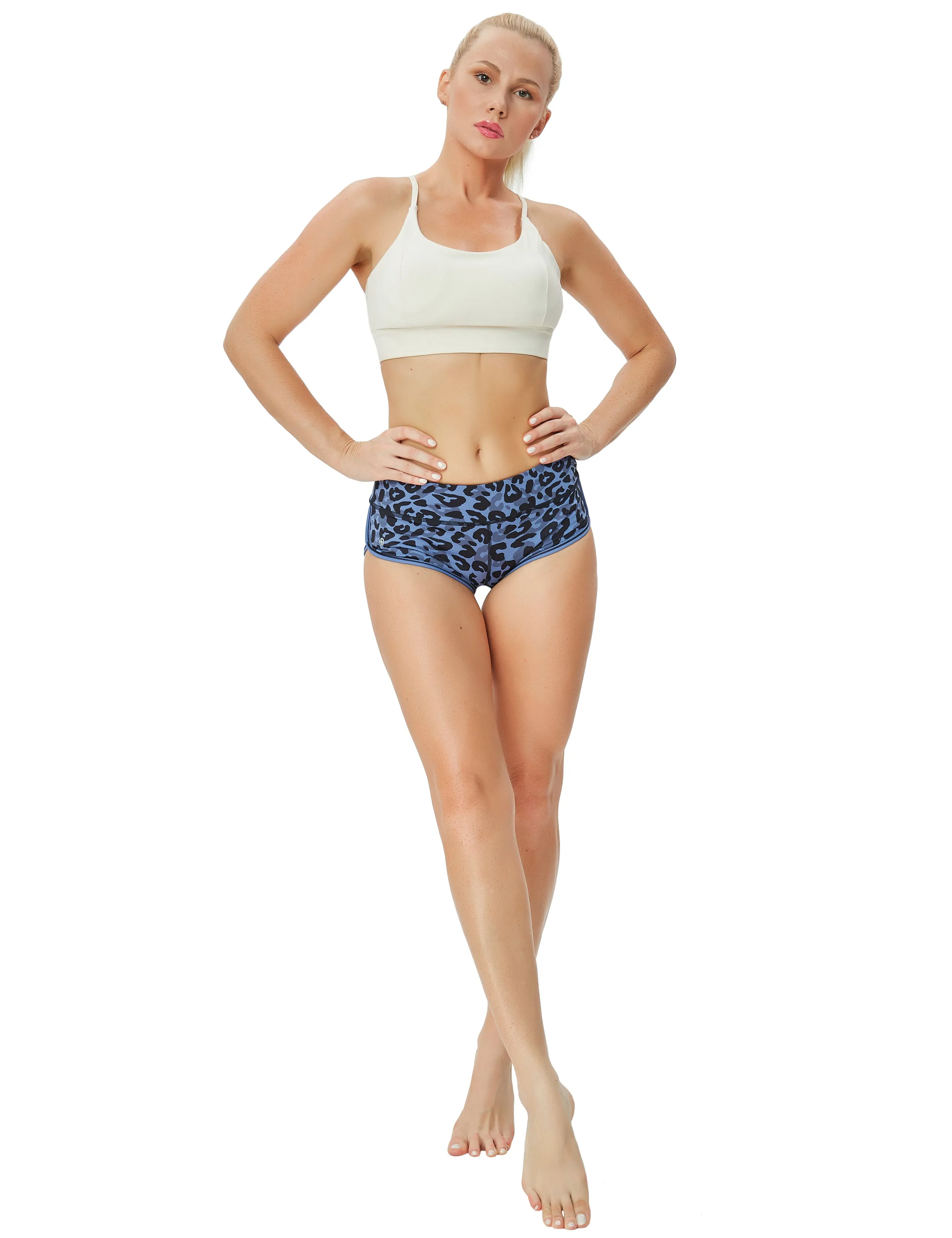 Printed Booty Yoga Shorts navy_leopard
