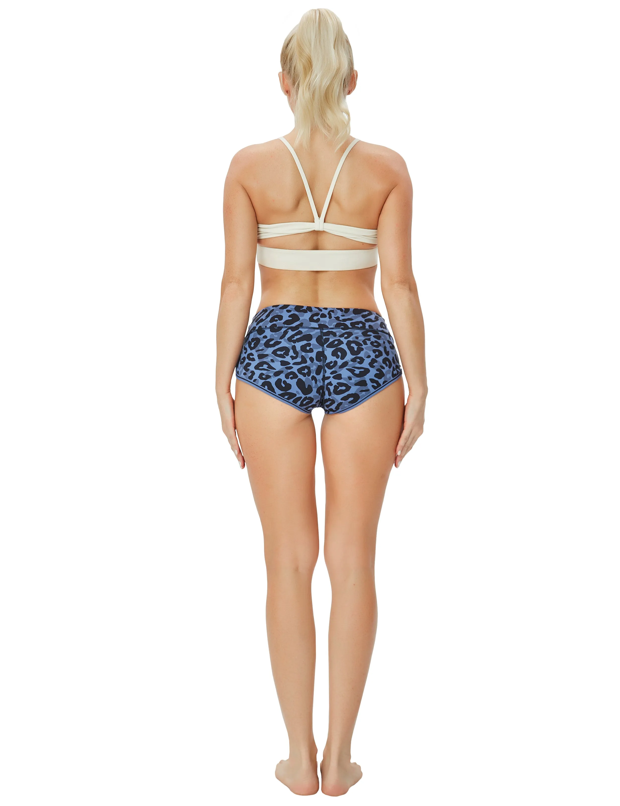 Printed Booty Yoga Shorts navy_leopard