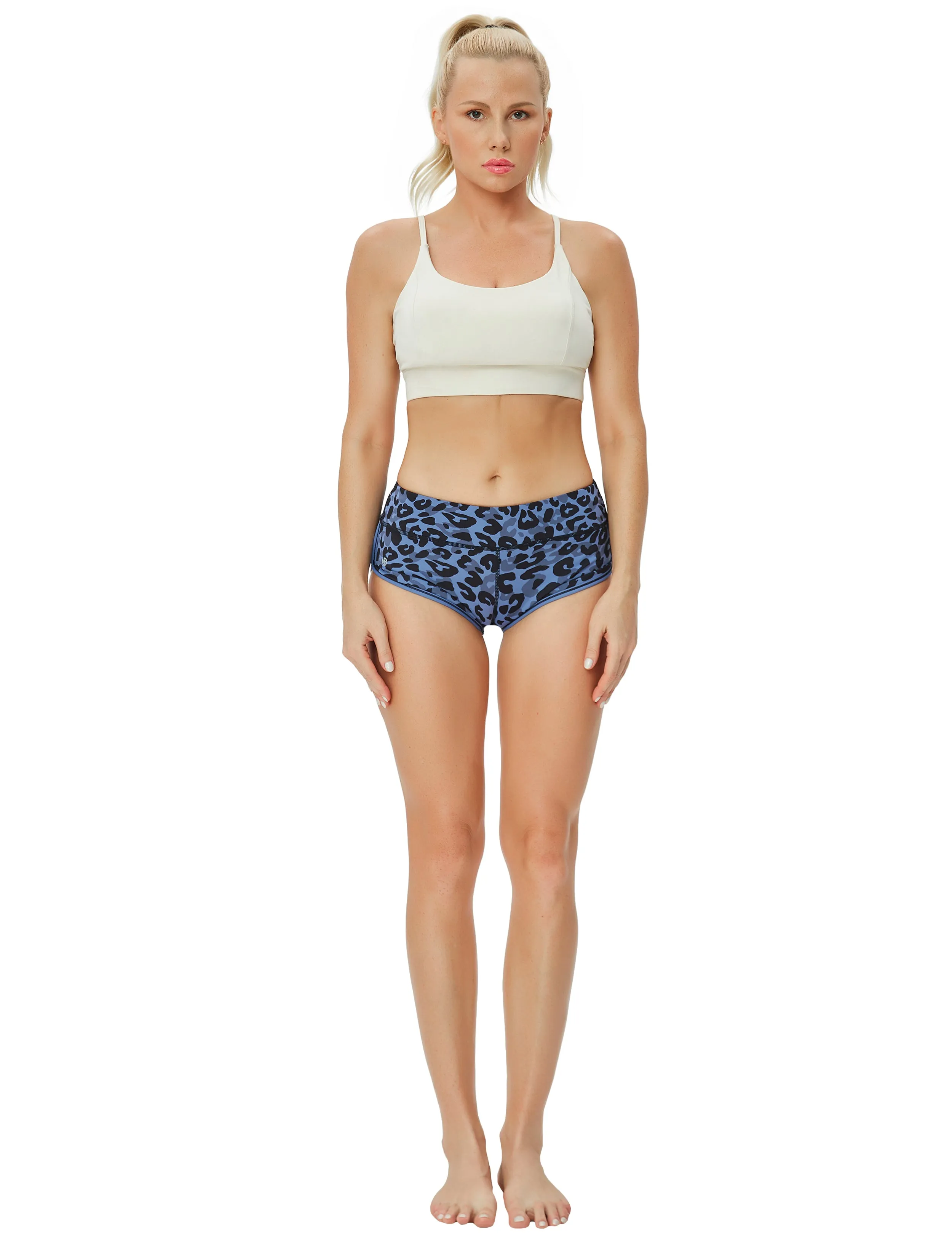 Printed Booty Yoga Shorts navy_leopard