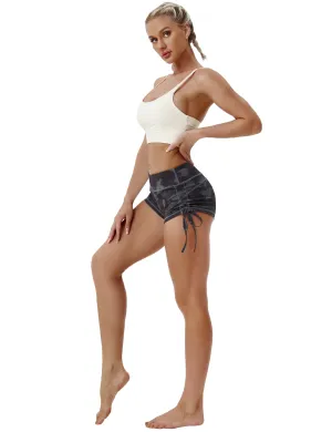 Printed Side Drawstring Hot Shorts dimgray brushcamo_Pilates
