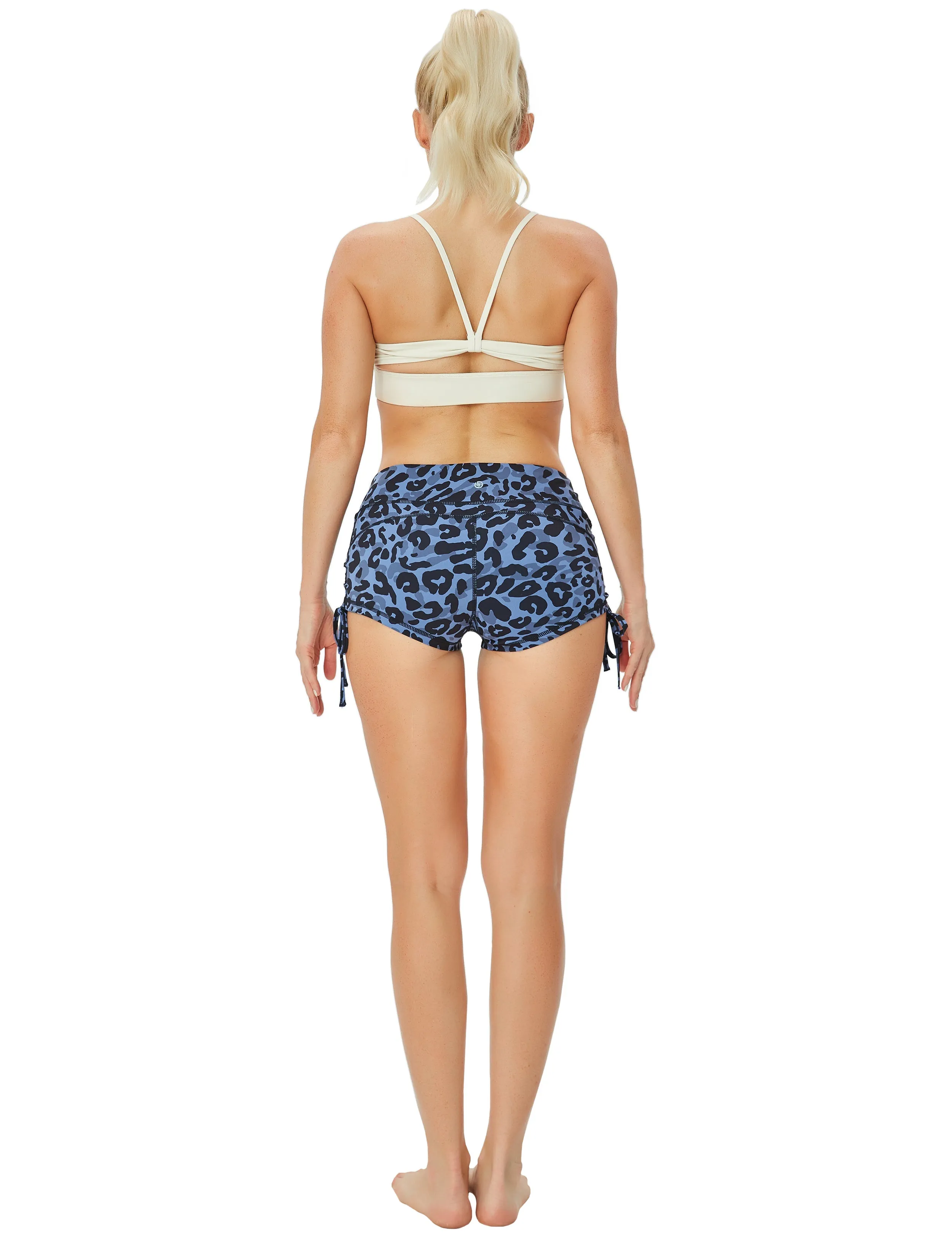 Printed Side Drawstring Hot Shorts navy_leopard_Golf