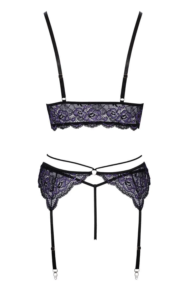 Purple & black lace lingerie set - High On You
