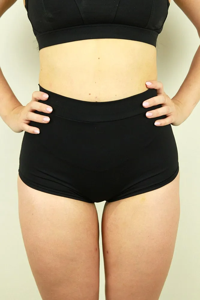 Rarr High Waisted Cheeky Shorts – Matte Black