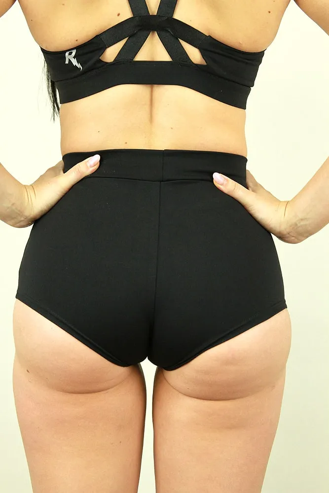 Rarr High Waisted Cheeky Shorts – Matte Black