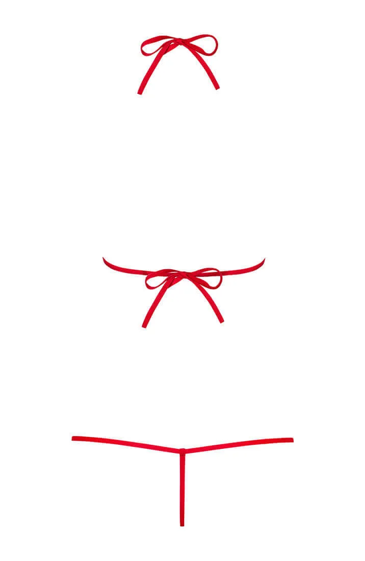 Red strappy teddy - I Heart U