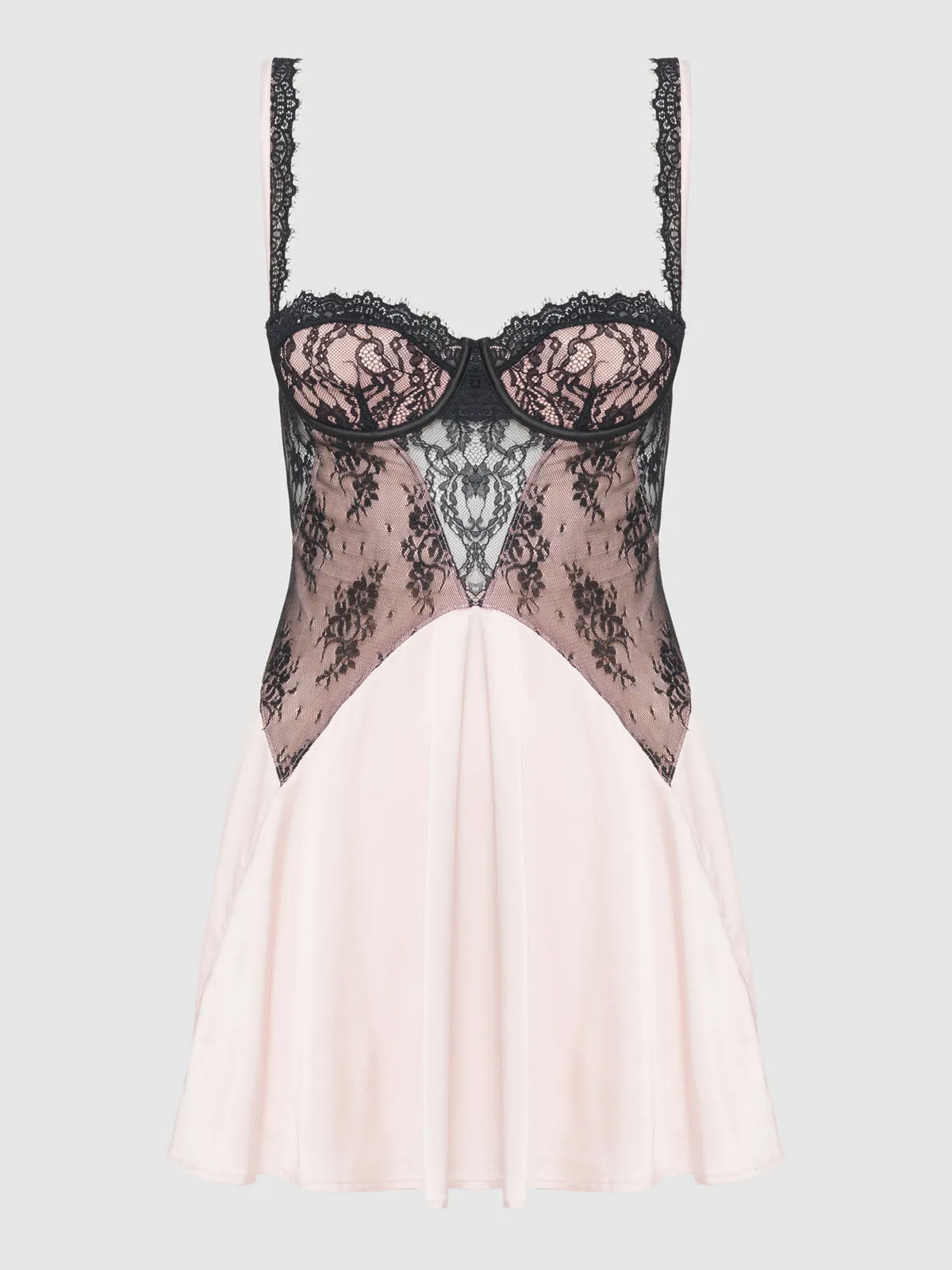 Rosalind Lace Bodice & Satin Skirt Babydoll