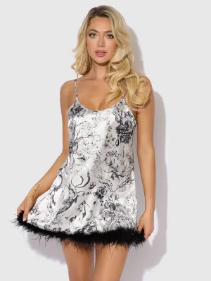Scarlett Satin & Feather Sleep Slip
