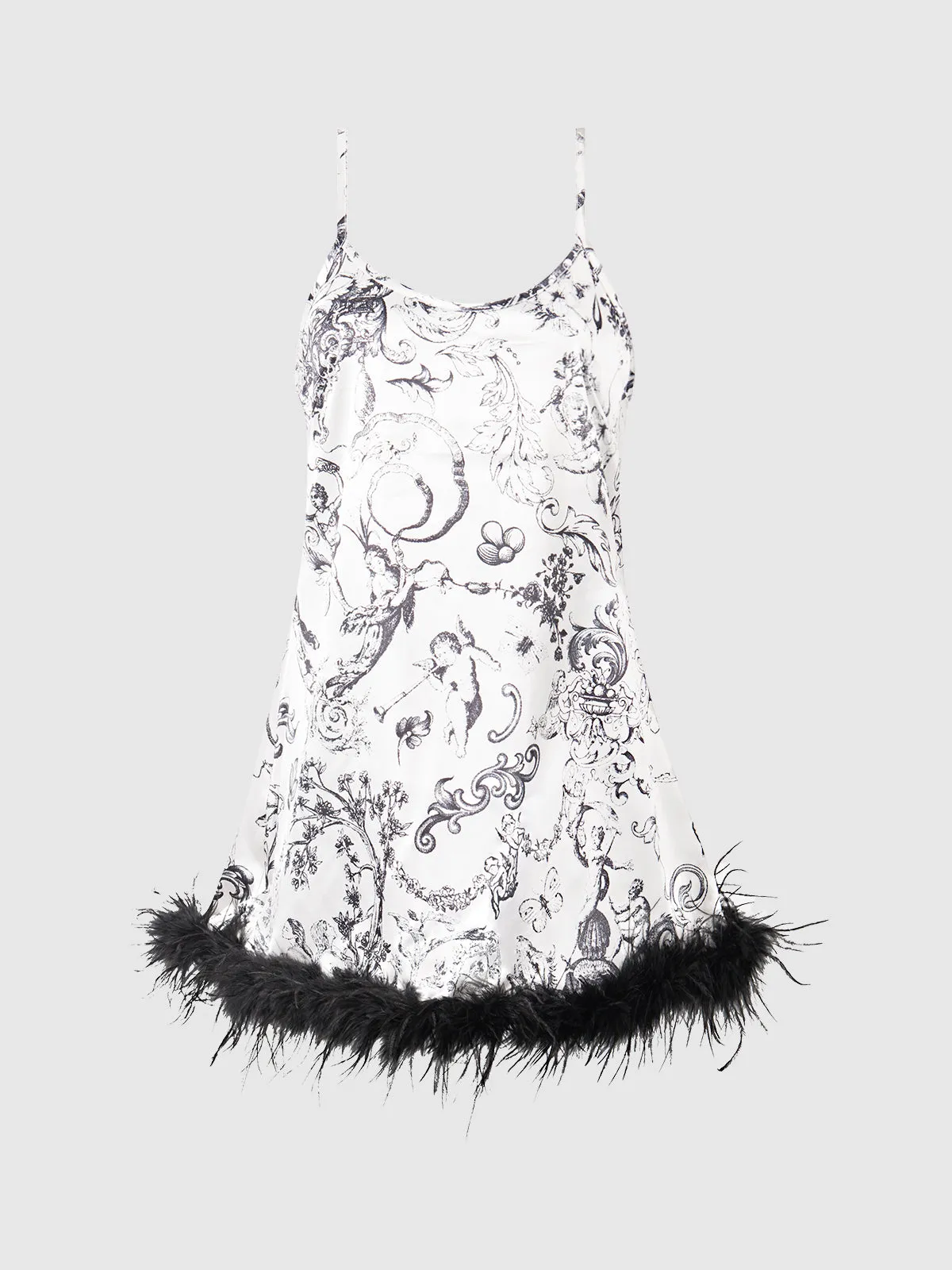 Scarlett Satin & Feather Sleep Slip