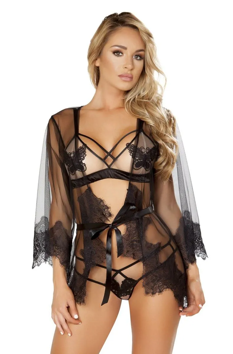 Sheer Robe in Black