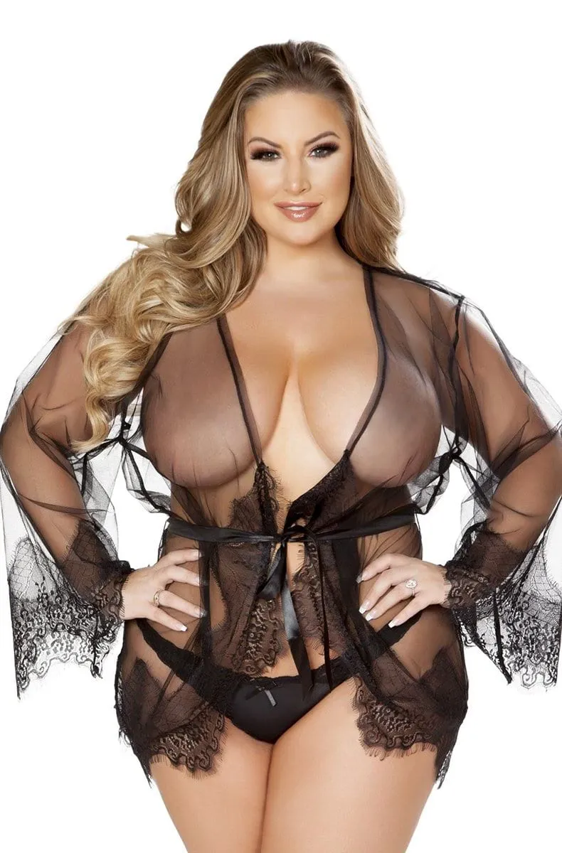 Sheer Robe in Black