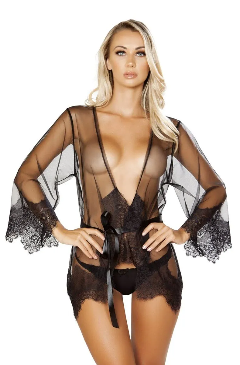 Sheer Robe in Black