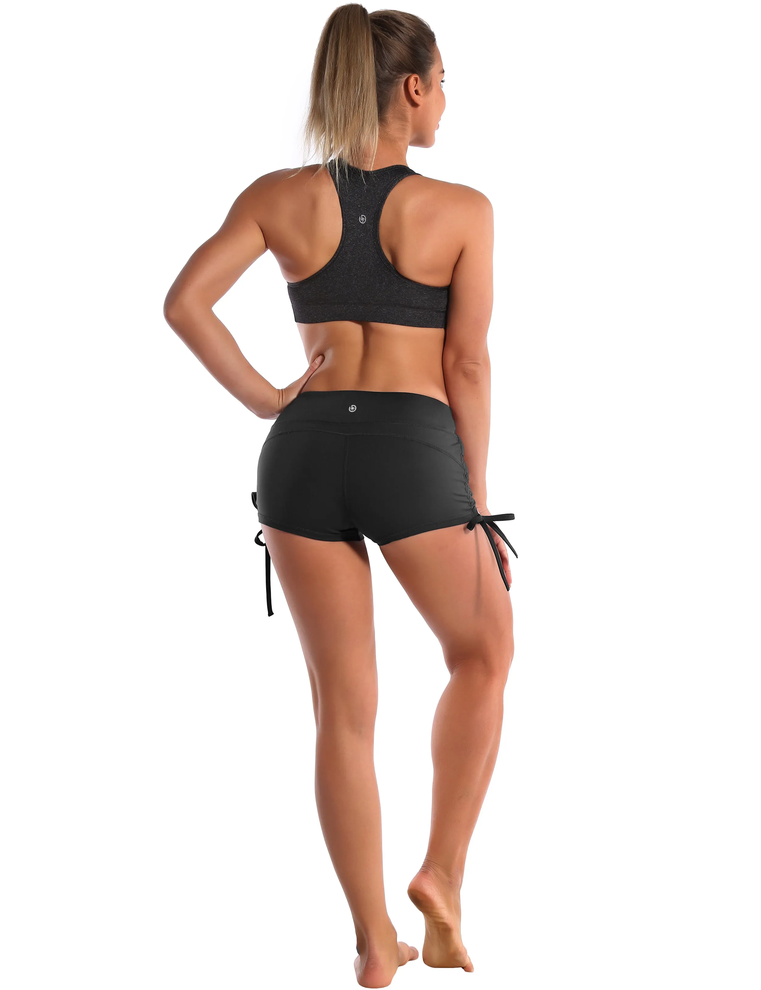 Side Drawstring Hot Shorts black_Pilates
