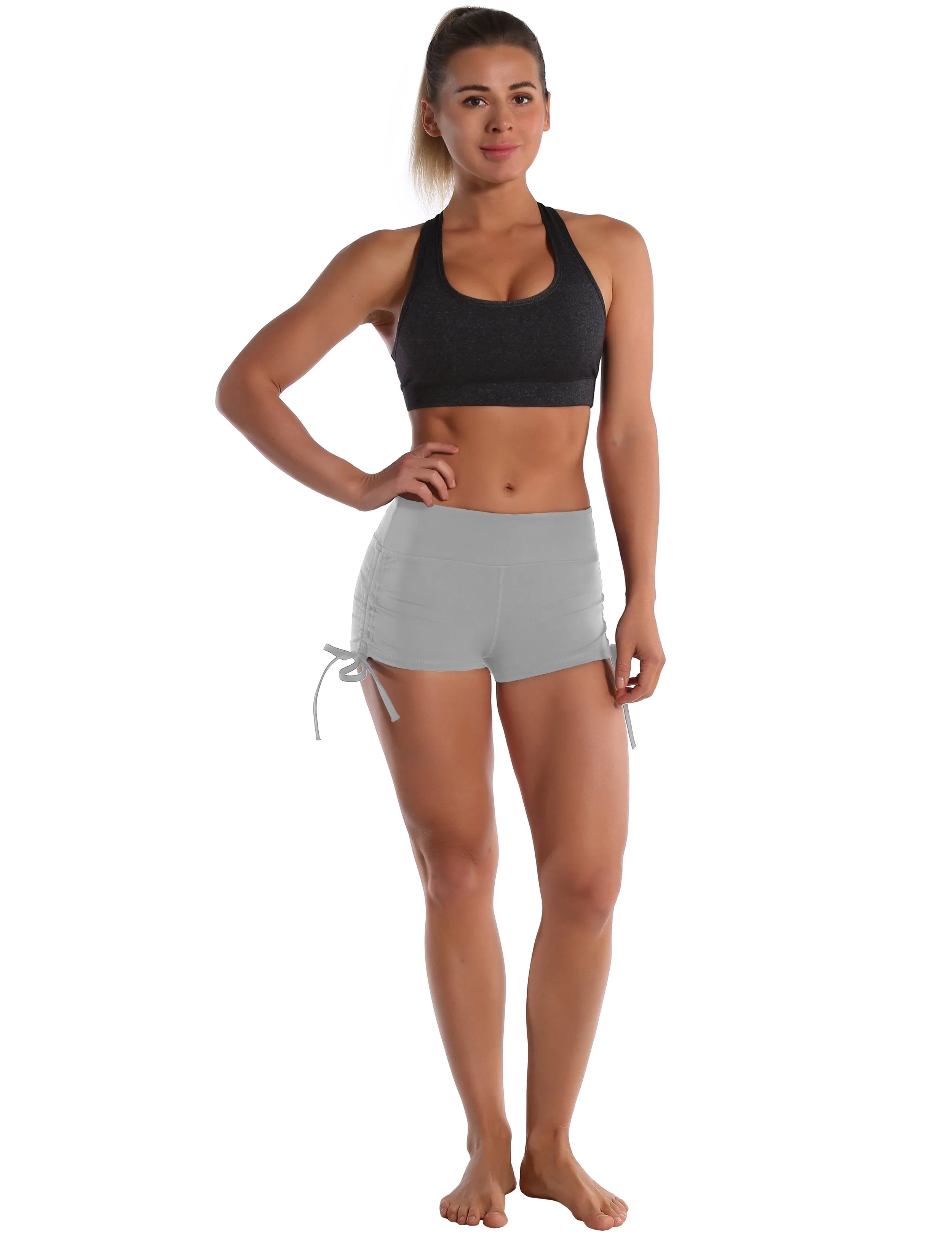 Side Drawstring Hot Shorts lightgray ins