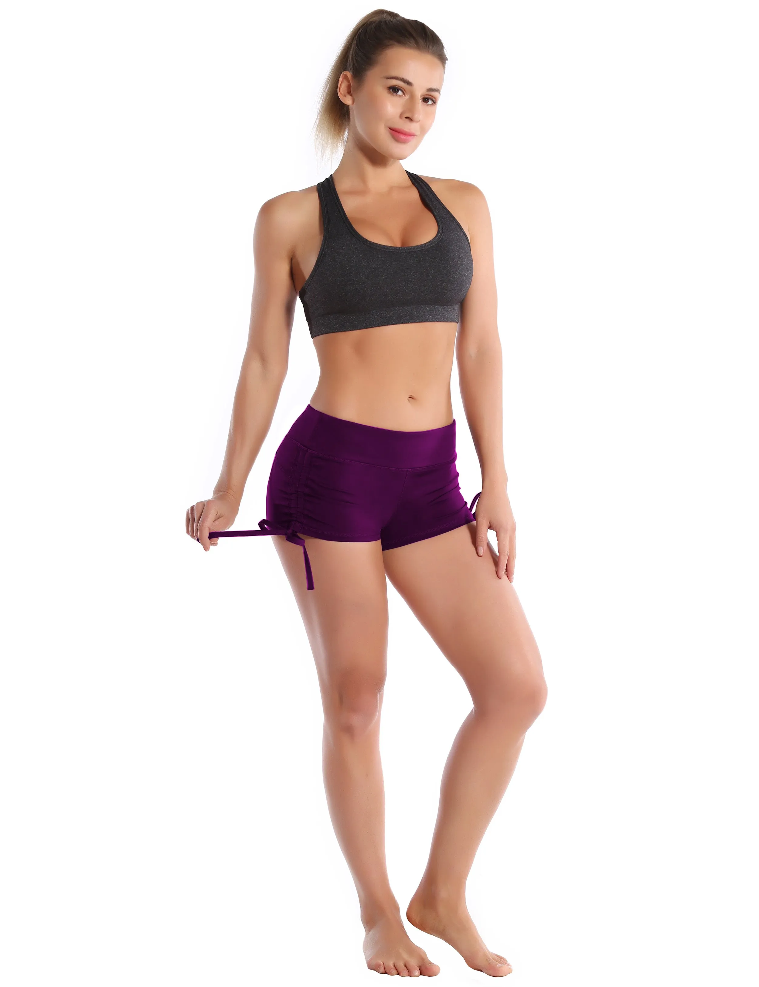 Side Drawstring Hot Shorts plum_Pilates