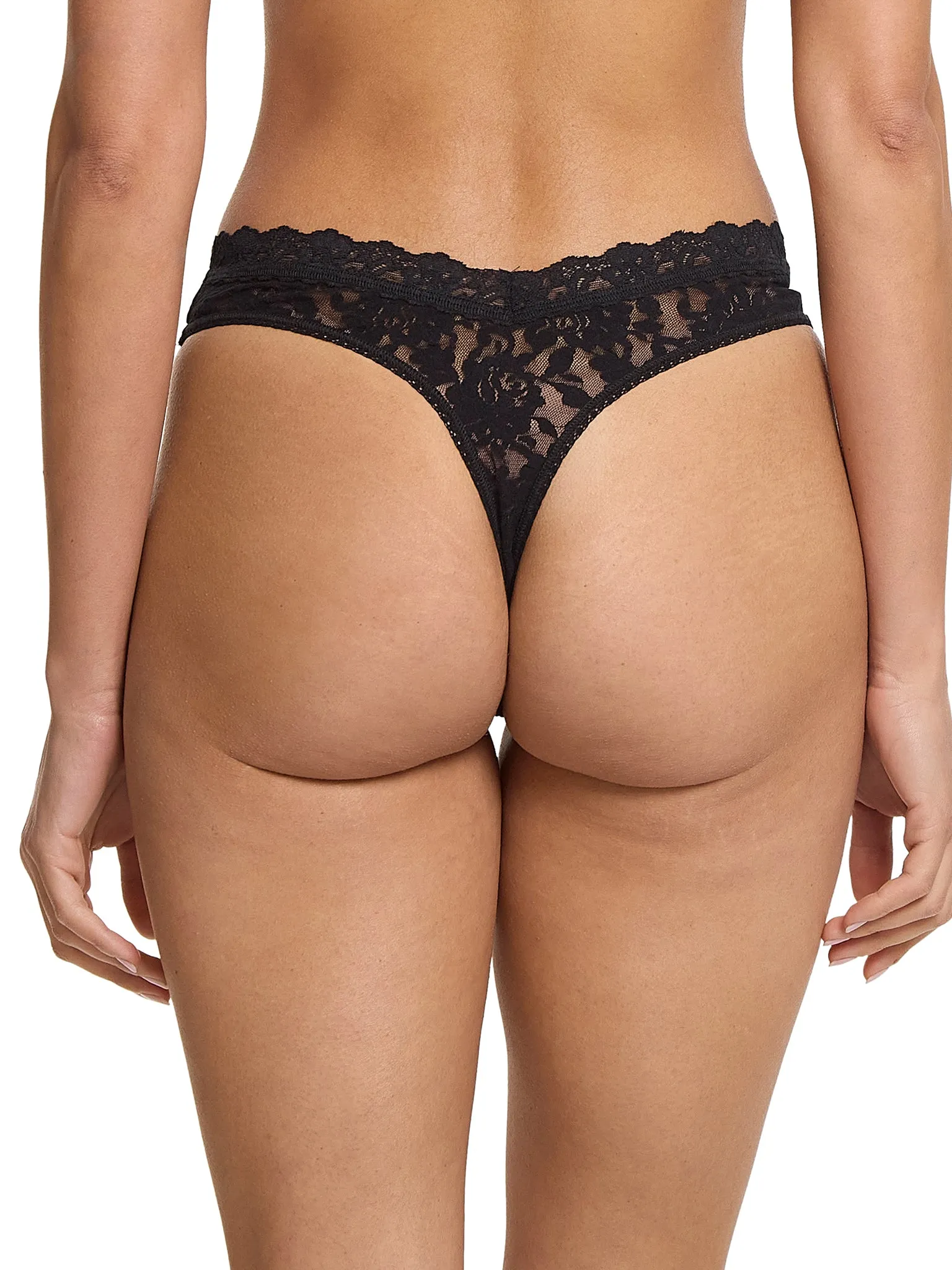 Signature Lace® V-Front High Cut Thong Black