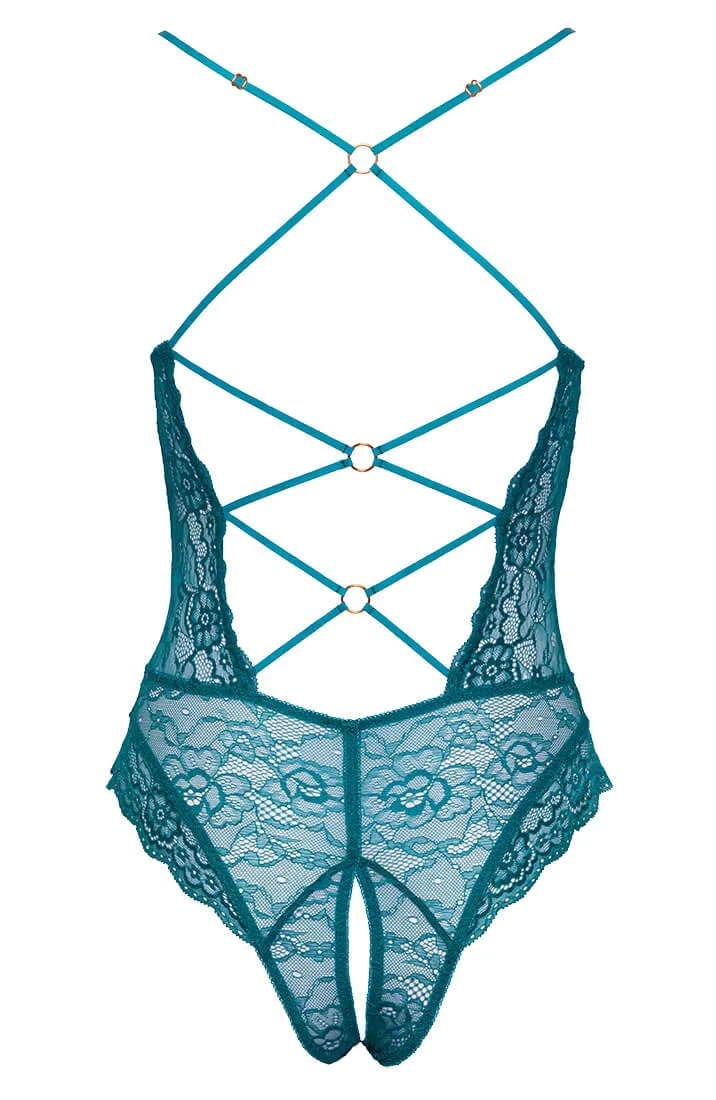Teal crotchless lace bodysuit - Chasing You
