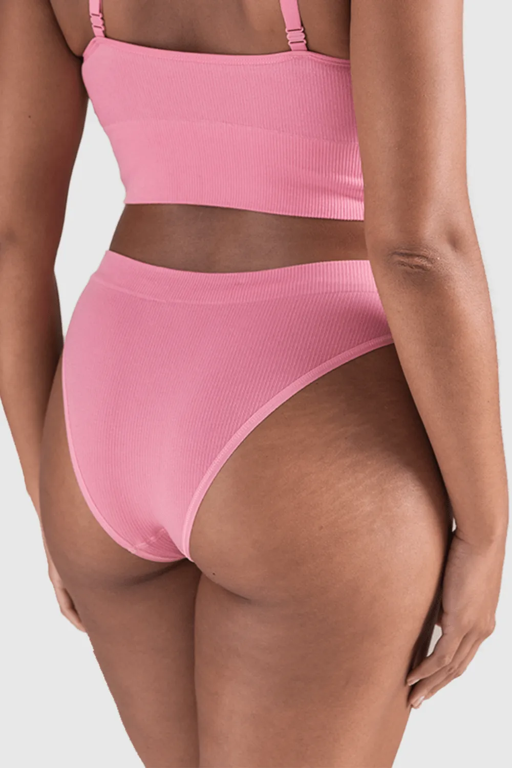 Tencel™ Seamless High Leg Brief in Rose Pink, Size XS (UK 6-8)