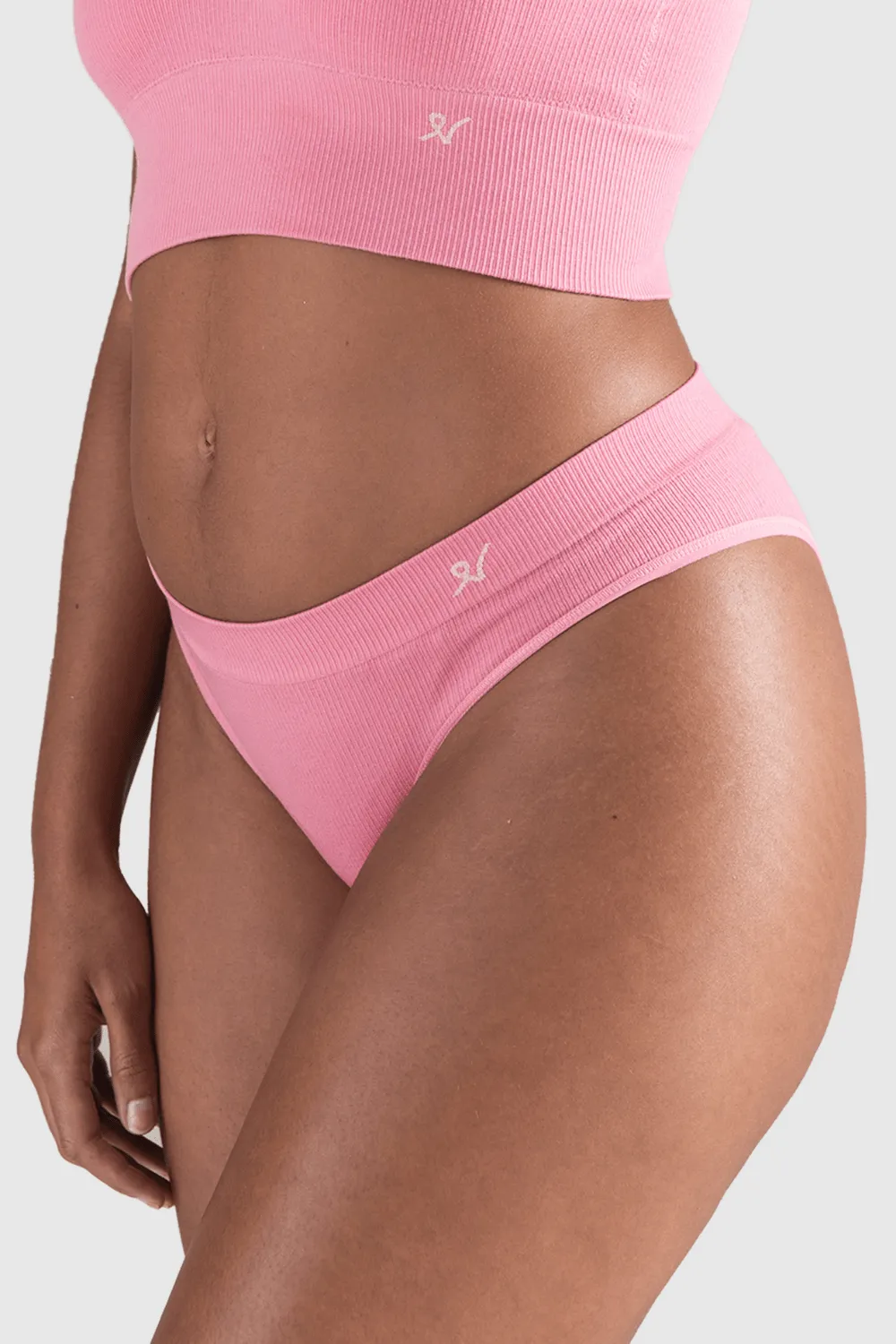 Tencel™ Seamless High Leg Brief in Rose Pink, Size XS (UK 6-8)