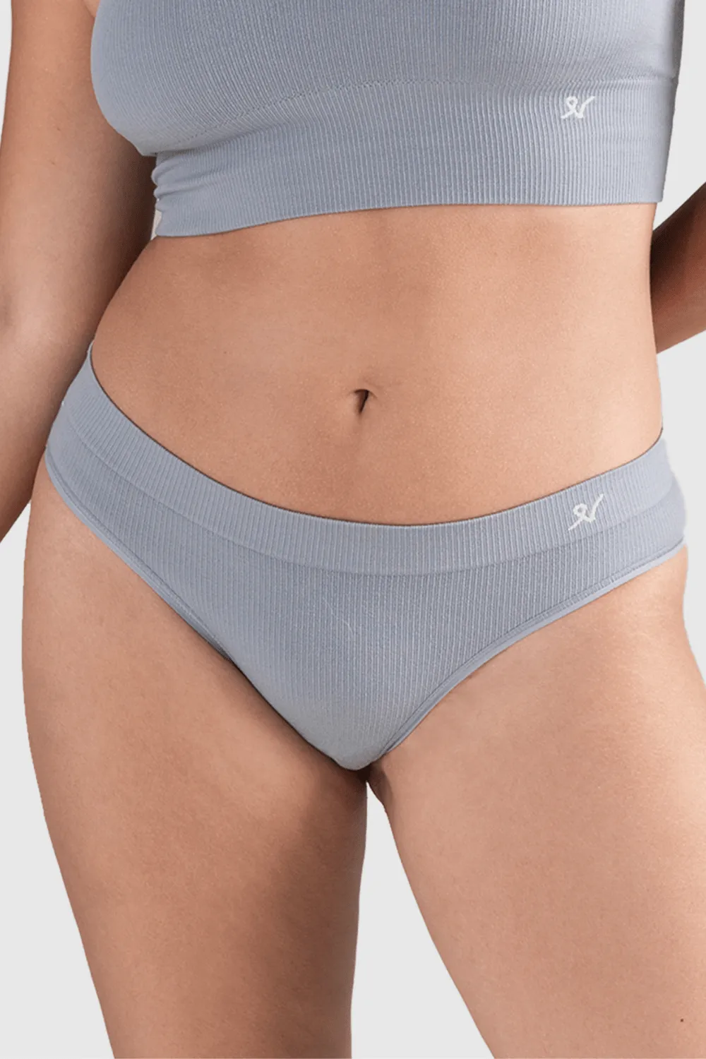 Tencel™ Seamless High Leg Brief in Storm Grey, Size XS (UK 6-8)