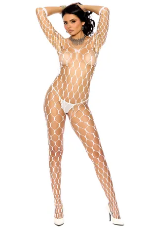 Wide diamond net bodystocking